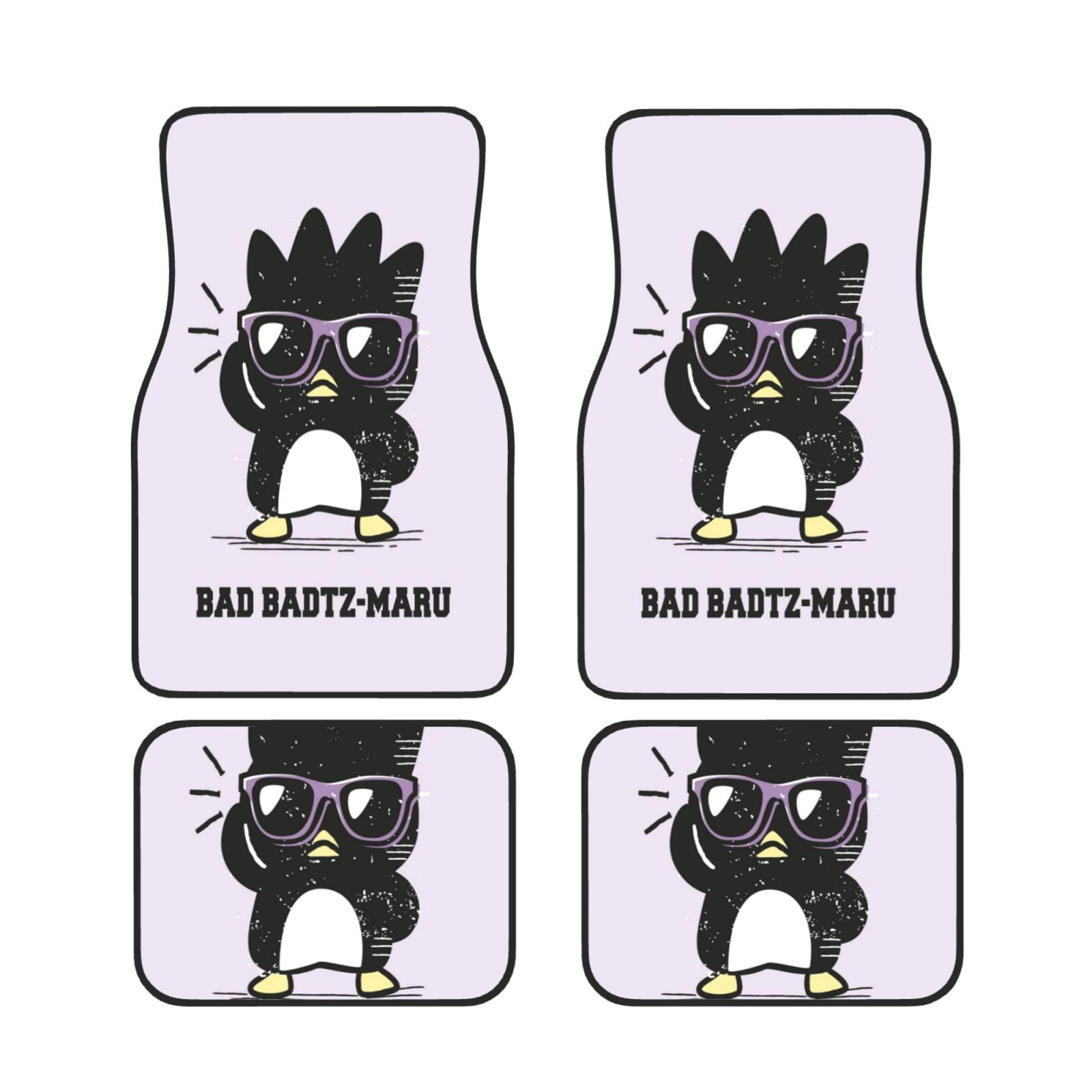 Badtz Maru Set Of 4 Pcs Cartoon Car Floor Mats Cartoon Print Car Interior Decoration Carpet Fit For Suvs And Trucks Front\u0026Rear Universal Car
