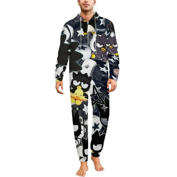 Badtz Maru Unisex Onesie Pajamas Zipper Jumpsuit Hooded One Piece Sleepwear for Family Mens Womens
