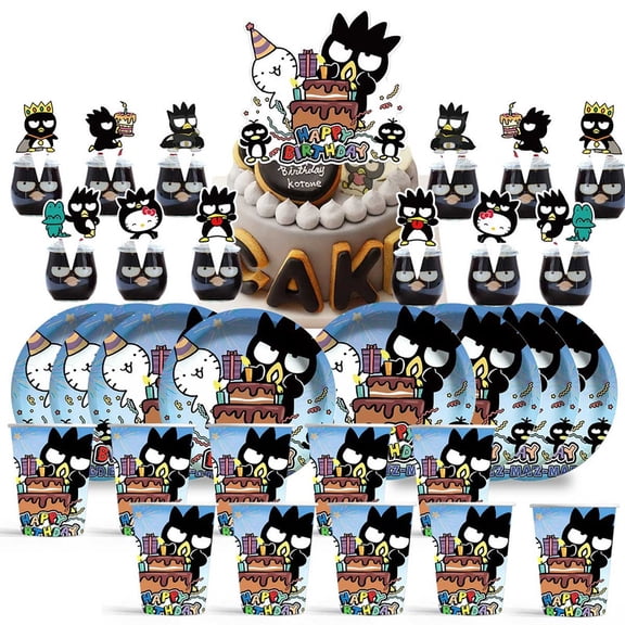 Badtz maru Birthday Cups Party Supplies Plates Decorations Cake Topper Decor