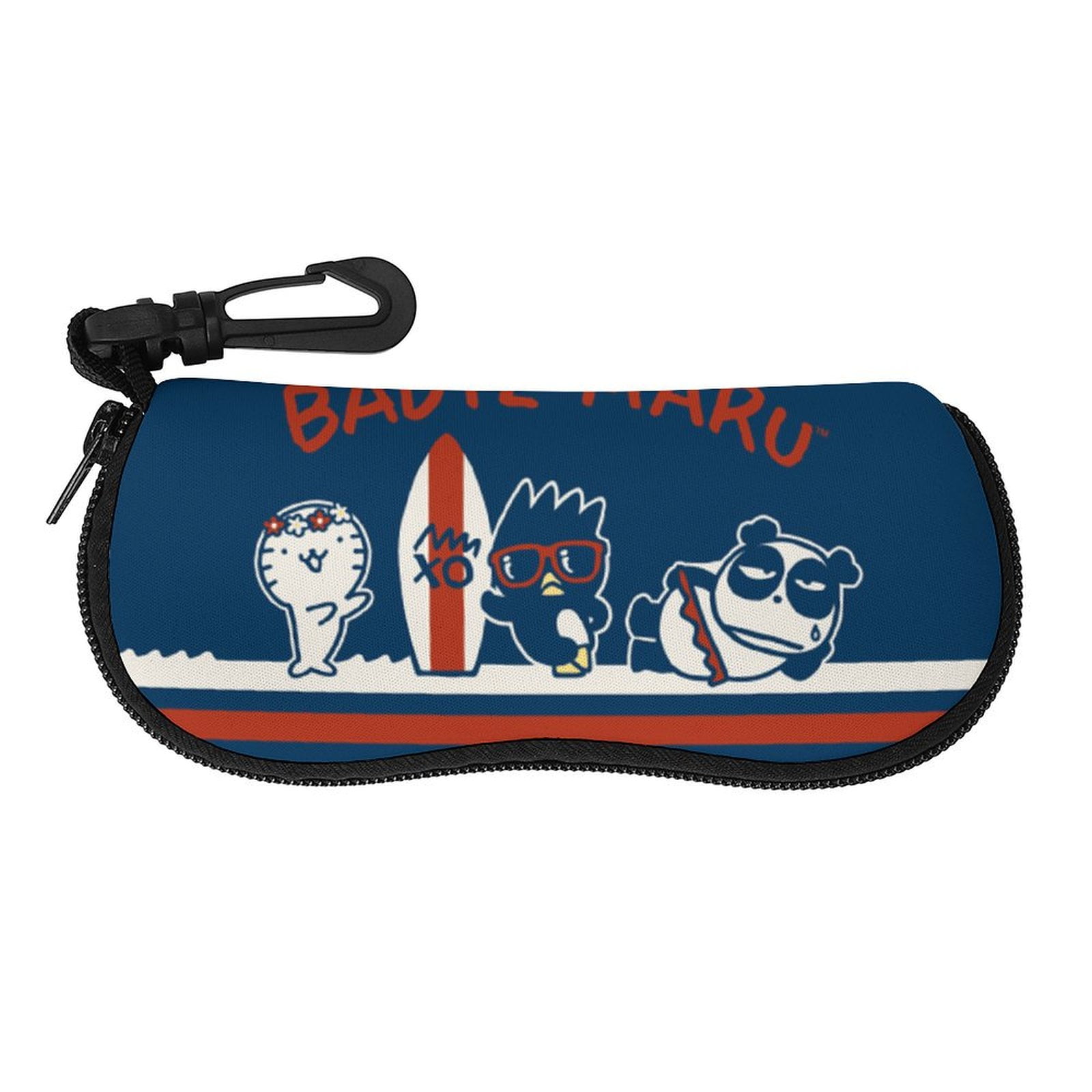 Badtz-maru Sunglasses Case, Ultra-Light Neoprene Zipper Eyeglass Case with Belt Clip, Soft Protective Glasses Pouch, 7.1x3.1 Inch