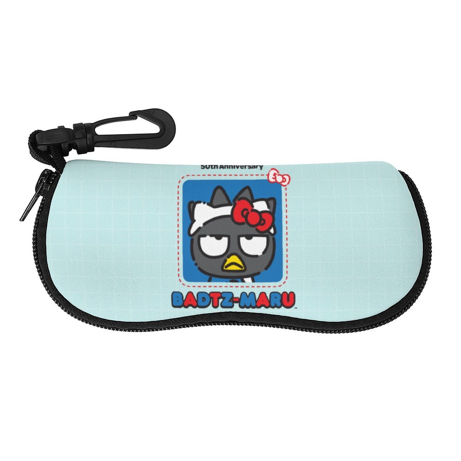 Badtz-maru Sunglasses Case, Ultra-Light Neoprene Zipper Eyeglass Case with Belt Clip, Soft Protective Glasses Pouch, 7.1x3.1 Inch