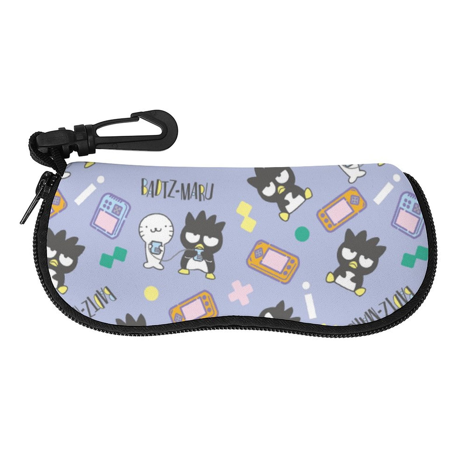 Badtz-maru Sunglasses Case, Ultra-Light Neoprene Zipper Eyeglass Case with Belt Clip, Soft Protective Glasses Pouch, 7.1x3.1 Inch