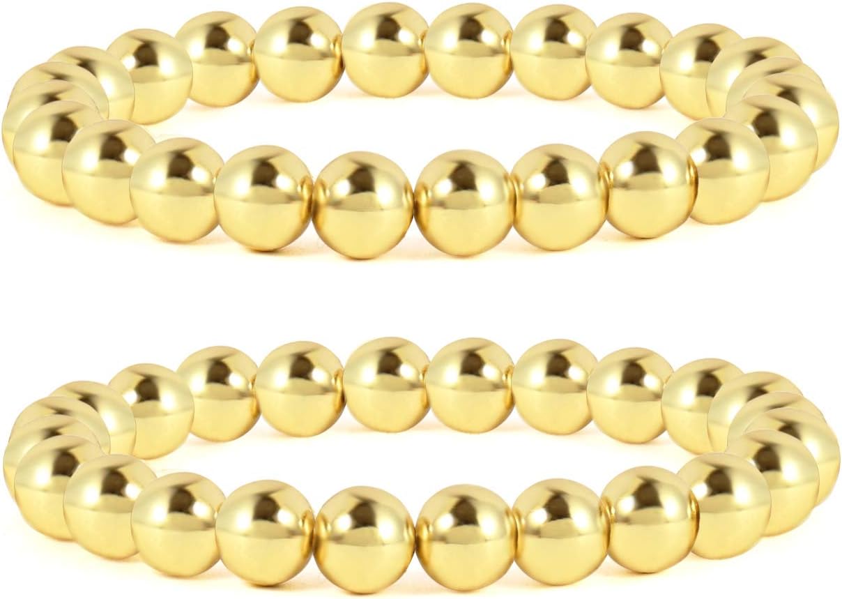 Badu Gold Bead Bracelet Womens 14K Gold Plated Bead Ball Bracelet