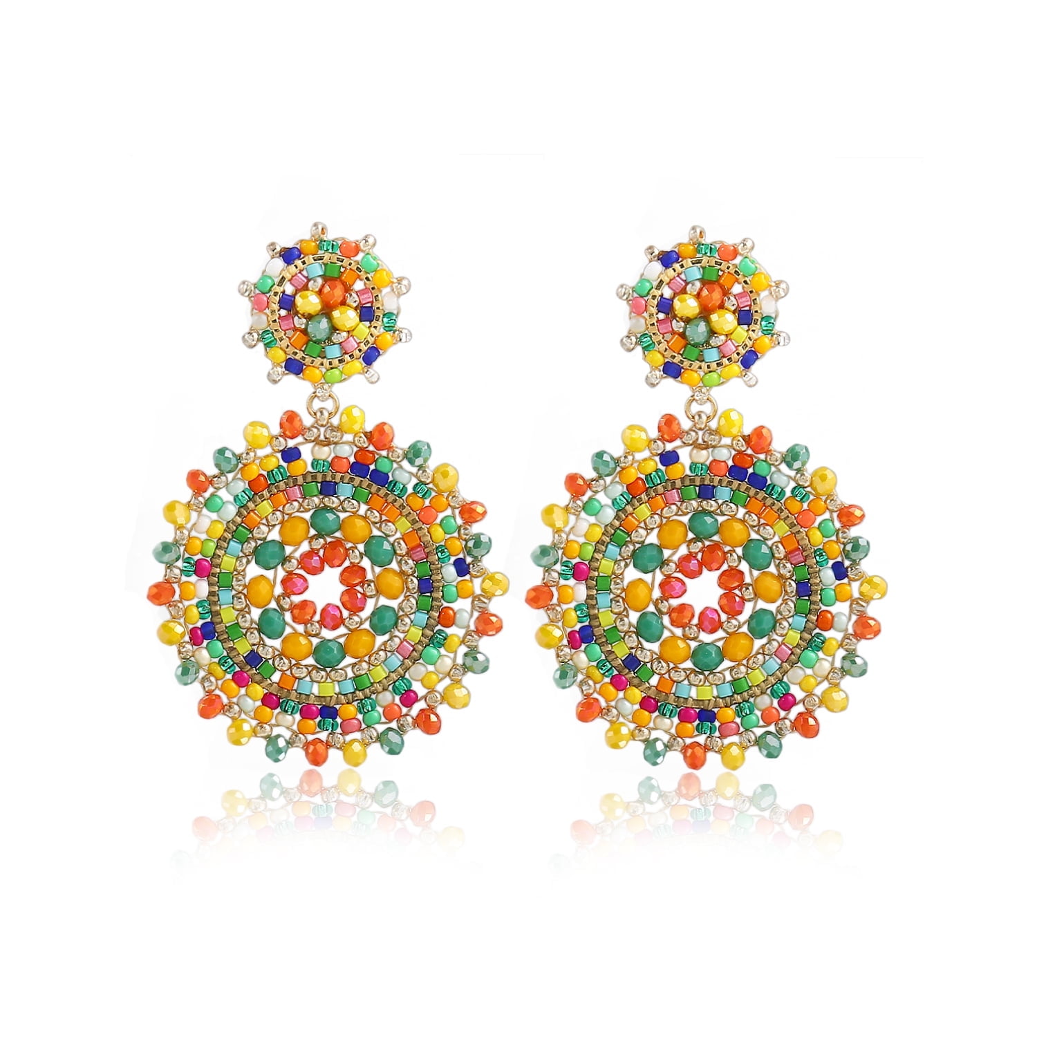 Badu Yellow Beaded Earrings For Women Seed Bead Summer Beach Boho Statement Dangle Handmade Earrings Jewelry