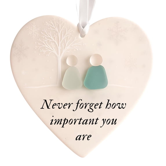 Badymin CSL 8CM Heart-Shaped Sea Glass Friendship Decor Keepsake Friendship Heart Ornament for Christmas Tree Hanging Ornaments