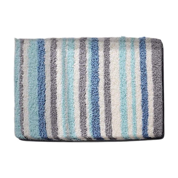 BadyminCSL 15.75x23.62in Concise Colorful Striped Faux Pashm Floor Mat for Bathroom Sink Area Non-Slip Doormat for Living Room Entryway