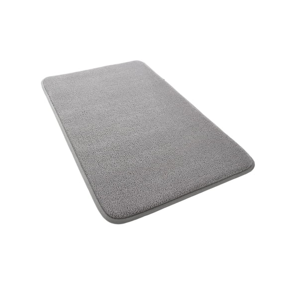 BadyminCSL 15.75x23.62in Gray Solid Color Fleece Floor Mat Water-Absorbent Bathroom Mat Floor Mat for Toilet and Shower Room