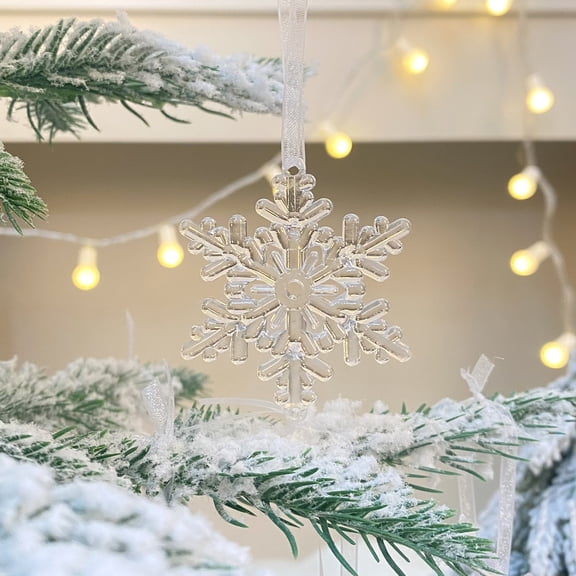 BadyminCSL 2.16"Acrylic Snowflake Star Christmas Ornament, Clear Pendant for Tree Decoration
