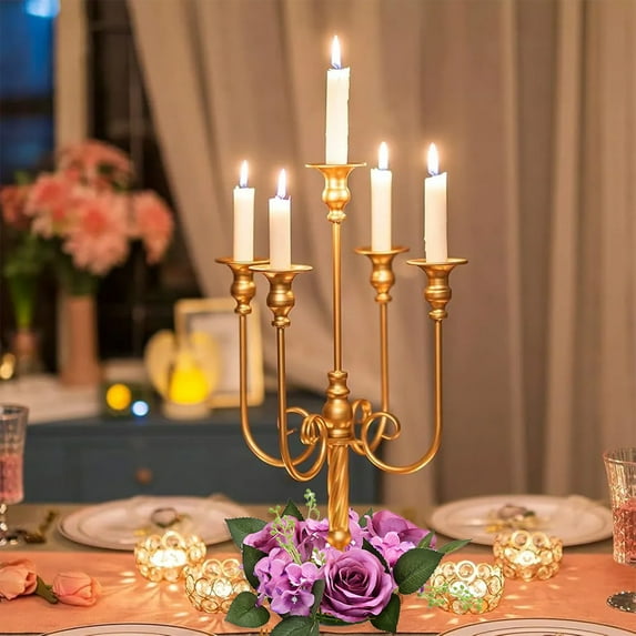 BadyminCSL Artificial Rose Candle Rings Festive Wedding Decoration Candlestick Rings for Wedding Centerpieces Party Home Table Decorations