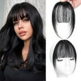 thumbnail image 1 of BadyminCSL Clip In Bangs All Real Hair Semi-Hand-Woven Brown Black Bangs Fringe with Temples Hairpieces for Women Curved Bangs for Daily Wear, 1 of 6