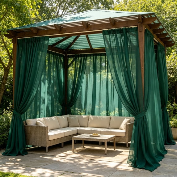 BadyminCSL Fade Resistant Outdoor Curtain with Rod Pocket 108x63 Inches Light Filtering Drape for Garden/Sunroom/Pergola/Gazebo/Patio, 1 Panel,Green