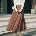 thumbnail image 1 of BadyminCSL Fashion Women Solid Skirt Strap Ladies Floral Skirts Mesh High Waist Skirt Pleated Skirt, 1 of 7