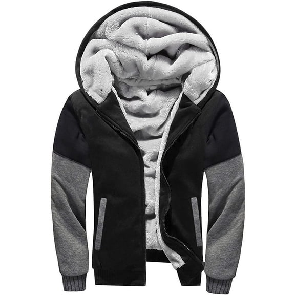 BadyminCSL Men Plus Size Sherpa Lined Fleece Hoodie Jacket Zipper Hooded Winter Fuzzy Sherpa Lined Camouflage Jackets