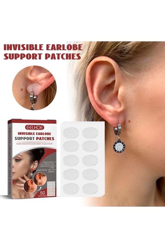 Sale Clearance Beauty Makeup Invisible Earlobe Support Patches,Clear Earring Support Patches,Earring Backs for Droopy Ears,Ear Care Products for Stretched Ear Lobes (50 Patches)