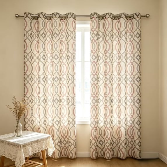 BadyminCSL Striped Sheer Curtain 79x39 Inches - Light Filtering Linen Window Drape with Grommet Top for Living Room/Kitchen/Door,1 Panel