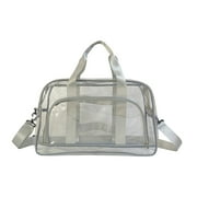 BadyminCSL Transparent Short Travel Bag, Sports Gym Bag Large Capacity Hand Luggage Swimming Bag Messenger Bag,Clear Vinyl Beach Bag, Ball Game Concert Clear Tote Shoulde