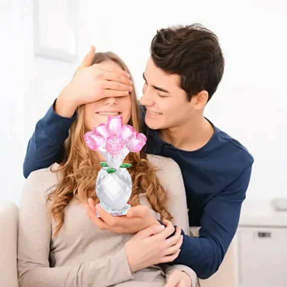 BadyminCSL Valentines Day Decorations Roses Crystal Ornaments Car Interior Decoration Home Decoration Valentine's Day Birthday Gift