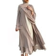 thumbnail image 1 of BadyminCSL Women's Loose Solid Color Large Long Sleeve Cardigan Dress Long Sleeve V-Neck Dress, 1 of 9