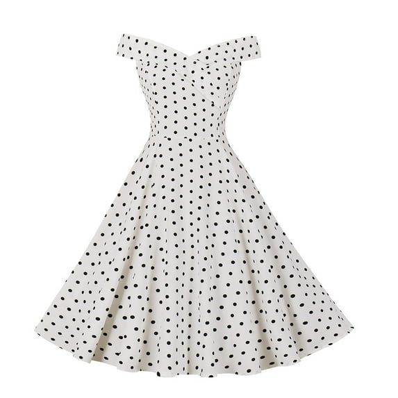 BadyminCSL Women's Summer Dresses for Women Beach Floral Print Off The Shoulder Knee-length Swing Dress