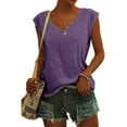 thumbnail image 1 of BadyminCSL Womens Plus Size Clearance Ladies Blouses Tops Shorts Clearance under $5, Womens Casual Loose Soft Cap Sleeve Solid Color T-Shirt Blouse Tops, 1 of 8