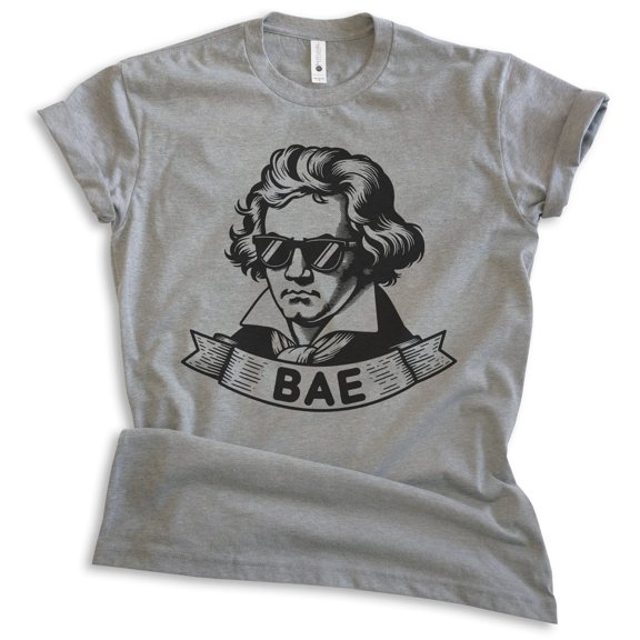 Bae Beethoven T-shirt, Unisex Women's Men's Ludwig Van Beethoven Composer Classical Music Symphony, Dark Heather Gray, X-Large