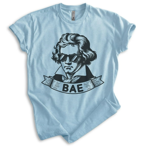 Bae Beethoven T-shirt, Unisex Women's Men's Ludwig Van Beethoven Composer Classical Music Symphony, Heather Light Blue, 3X-Large