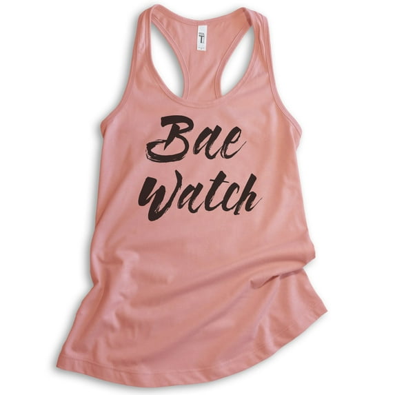 Bae Watch Tank Top, Ladies Racerback Tank Top, Beach Tank, Vacation Tank, Vacay Tank, Bae Tank, Pun Tank, Desert Pink, XX-Large