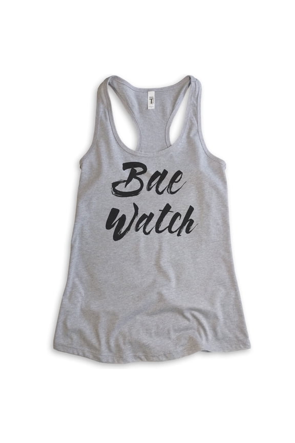 Bae Watch Tank Top, Ladies Racerback Tank Top, Beach Tank, Vacation Tank, Vacay Tank, Bae Tank, Pun Tank, Heather Gray, Large