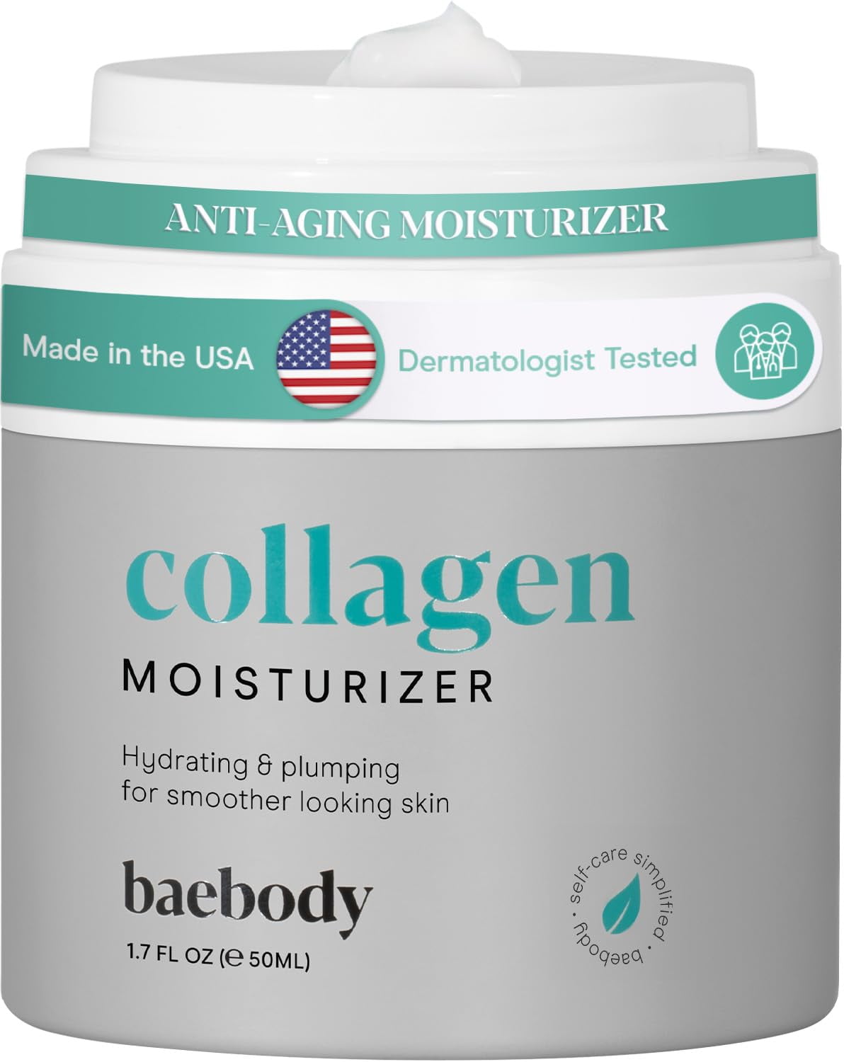 Baebody Critically Acclaimed Vegan Collagen Moisturizer for Face, Collagen Cream for Men & Women, Anti Aging Moisturizer, Firming Collagen Face Cream, Day/Night Collagen Cream for Face, 1.7 fl oz