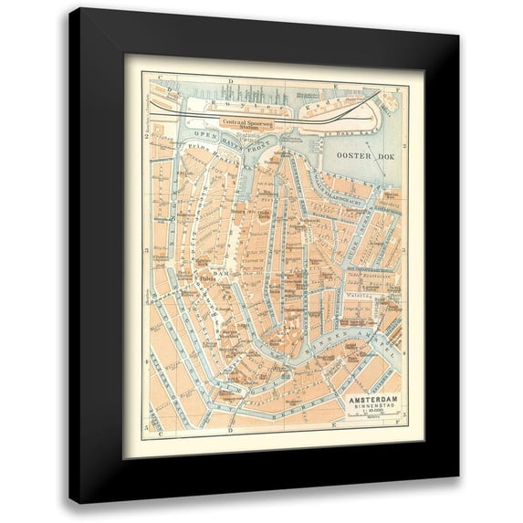 Baedeker 12x14 Black Modern Framed Museum Art Print Titled - Europe Amsterdam Netherlands - Baedeker 1910