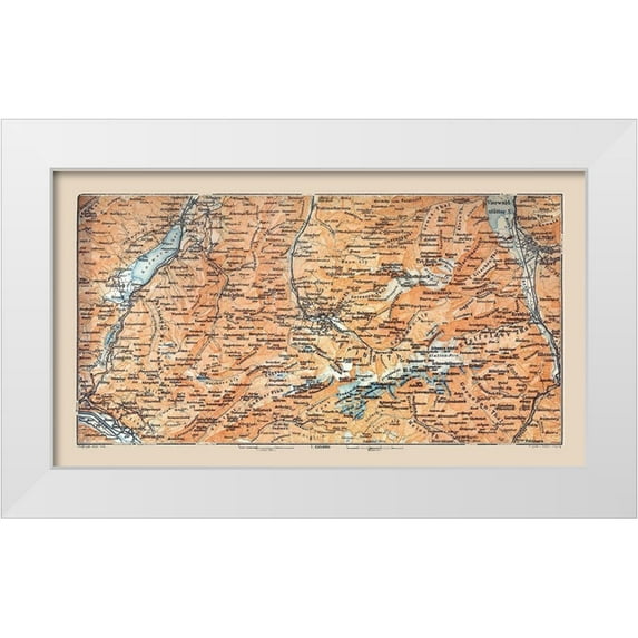 Baedeker 14x10 White Modern Wood Framed Museum Art Print Titled - Engelberg Region Switzerland - Baedeker 1921