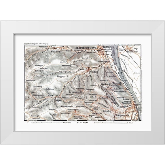 Baedeker 14x11 White Modern Wood Framed Museum Art Print Titled - Klosterneuburg Region Austria - Baedeker 1910