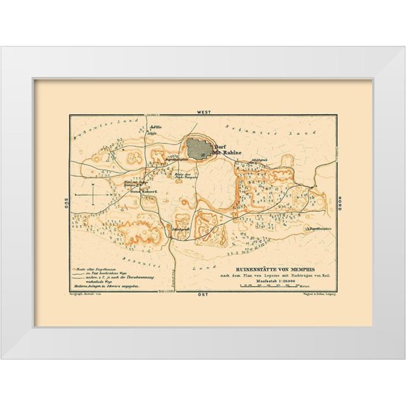 Baedeker 14x11 White Modern Wood Framed Museum Art Print Titled - Memphis Egypt Africa - Baedeker 1913