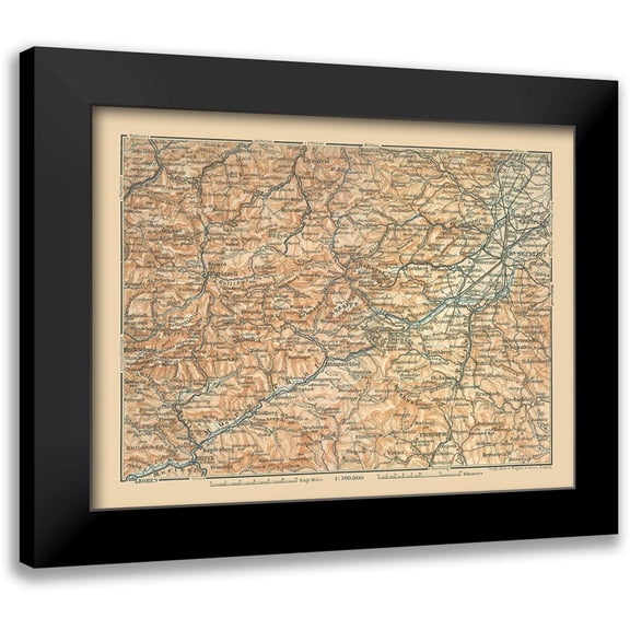 Baedeker 14x12 Black Modern Framed Museum Art Print Titled - Eastern Austria - Baedeker 1910