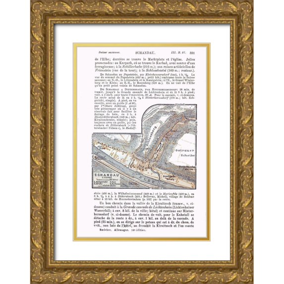 Baedeker 14x18 Gold Ornate Wood Framed with Double Matting Museum Art Print Titled - Schandau Germany - Baedeker 1914