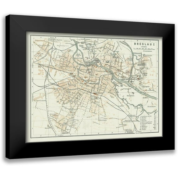 Baedeker 18x14 Black Modern Framed Museum Art Print Titled - Europe Wroclaw Poland - Baedeker 1914