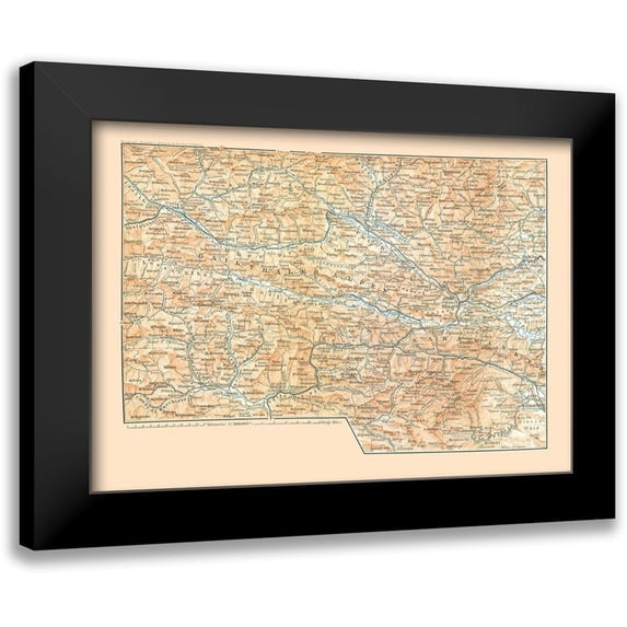 Baedeker 18x14 Black Modern Framed Museum Art Print Titled - Gailthaler Alpen Austria - Baedeker 1896