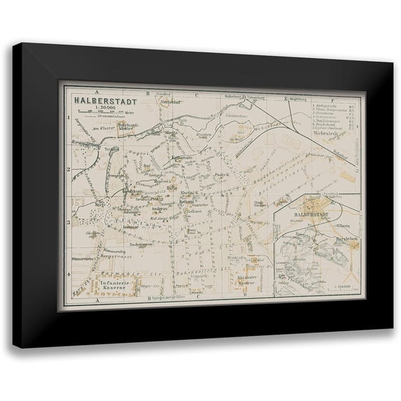 Baedeker 18x14 Black Modern Framed Museum Art Print Titled - Halberstadt Germany - Baedeker 1914