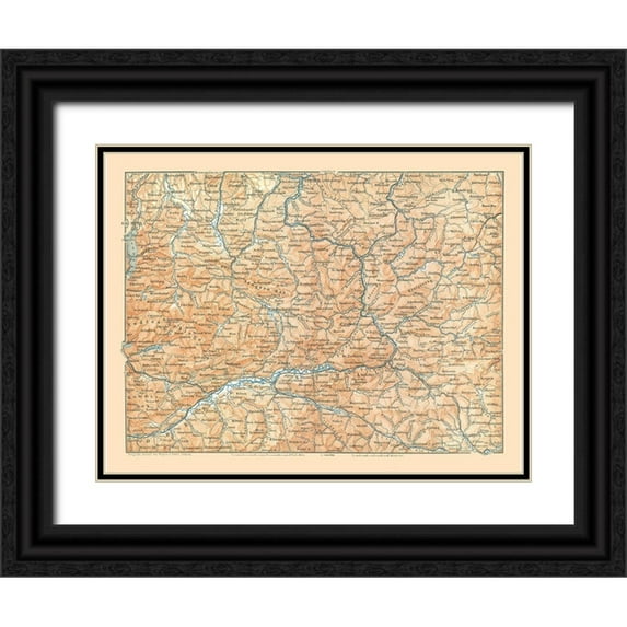 Baedeker 18x15 Black Ornate Wood Framed with Double Matting Museum Art Print Titled - Upper Austria - Baedeker 1896