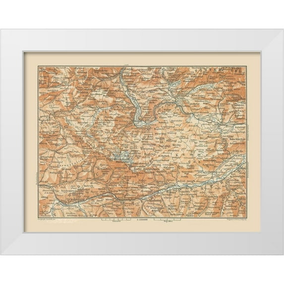 Baedeker 18x15 White Modern Wood Framed Museum Art Print Titled - Dachstein Region Austria - Baedeker 1910