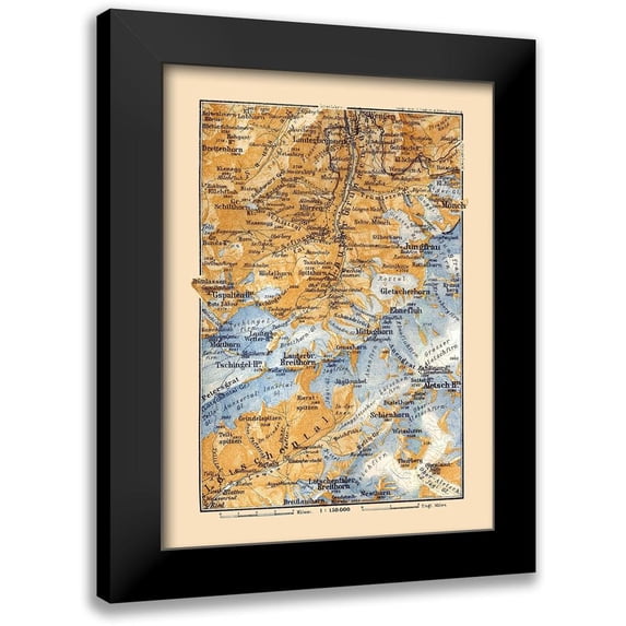 Baedeker 19x24 Black Modern Framed Museum Art Print Titled - Switzerland - Baedeker 1921