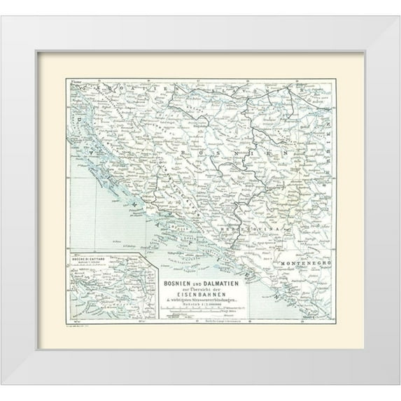 Baedeker 22x20 White Modern Wood Framed Museum Art Print Titled - Europe Bosnia Dalmatia - Baedeker 1896