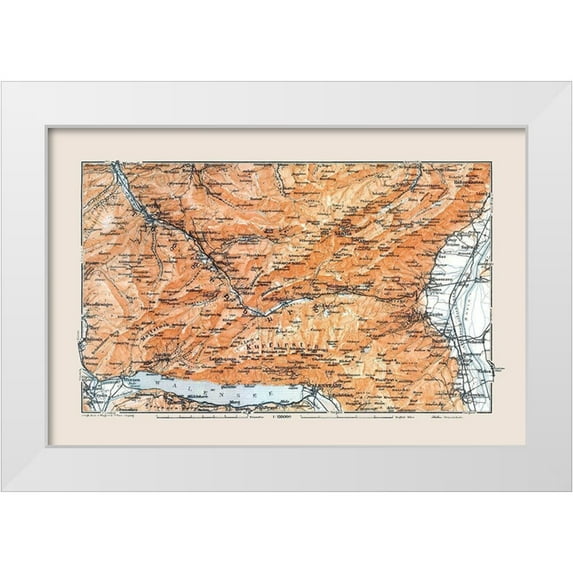 Baedeker 24x17 White Modern Wood Framed Museum Art Print Titled - Toggenburg Region Switzerland - Baedeker 1921