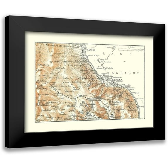 Baedeker 24x18 Black Modern Framed Museum Art Print Titled - Stresa Region Italy - Baedeker 1921