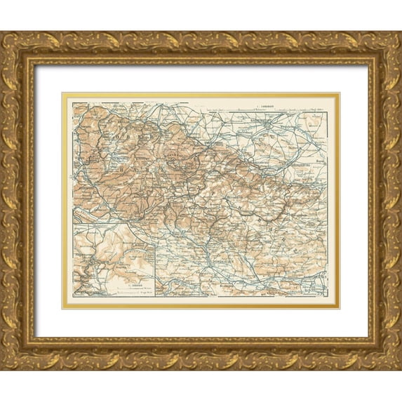 Baedeker 24x19 Gold Ornate Wood Framed with Double Matting Museum Art Print Titled - Ober Harz Unter Harz Germany - Baedeker 1914