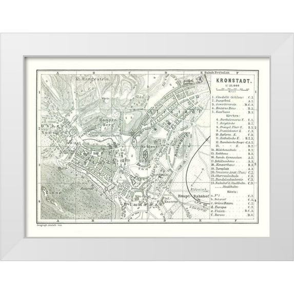 Baedeker 24x19 White Modern Wood Framed Museum Art Print Titled - Brasov Kronstadt Romania - Baedeker 1896