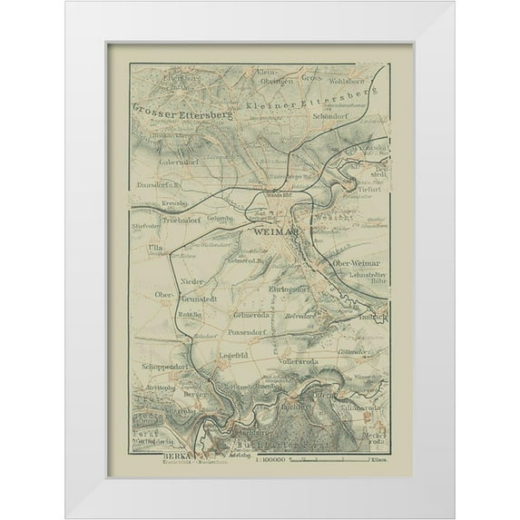 Baedeker 24x32 White Modern Wood Framed Museum Art Print Titled - Weimar Surroundings Germany - Baedeker 1914