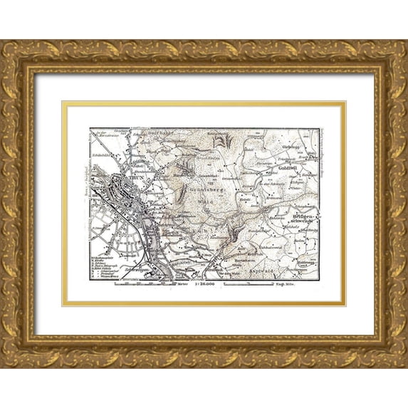 Baedeker 32x24 Gold Ornate Wood Framed with Double Matting Museum Art Print Titled - Thun Region Switzerland - Baedeker 1921