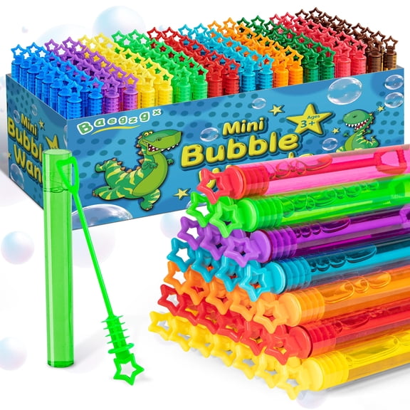 Baegzgx 200 PCS Mini Bubble Wands in 10 Colors, Ideal for Birthday Parties, New Year's, Christmas, Valentine's Day, Carnival, Goodie Bag Stuffing, Party Gifts for Kids A101