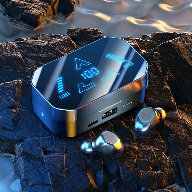 Baeitkot Bluetooth Headphones Wireless Earbuds, With 95Hr Running-Time Sports Ear Buds Digital Display Charging Case, IPX4 Water Proof, With Flashlight Earphone Wireless Earbuds